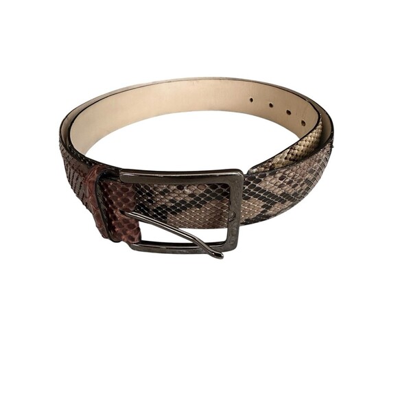 Vero Pitone Handmade Belt Unisex Brass Buckle Snakes Skin Python 135/120 - Picture 1 of 11